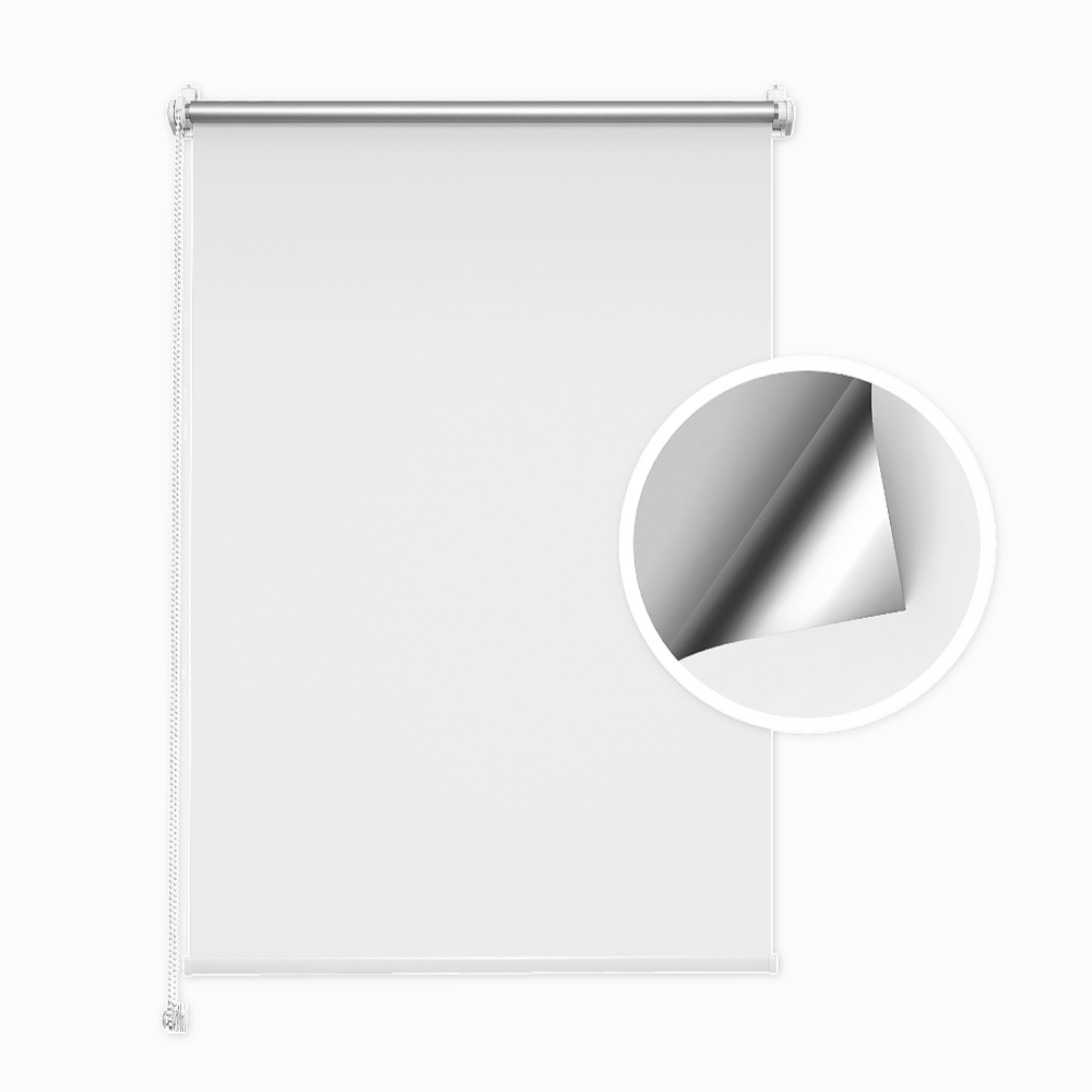 White Blackout Roller Blind (Silver Backing)