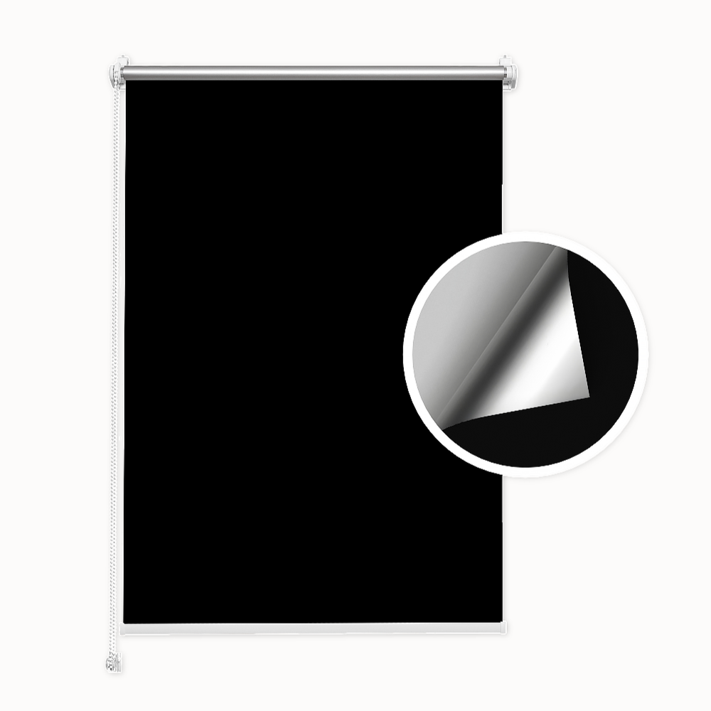 Black Blackout Roller Blind (Silver Backing)