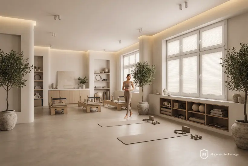Pilates instructor in the studio before a class