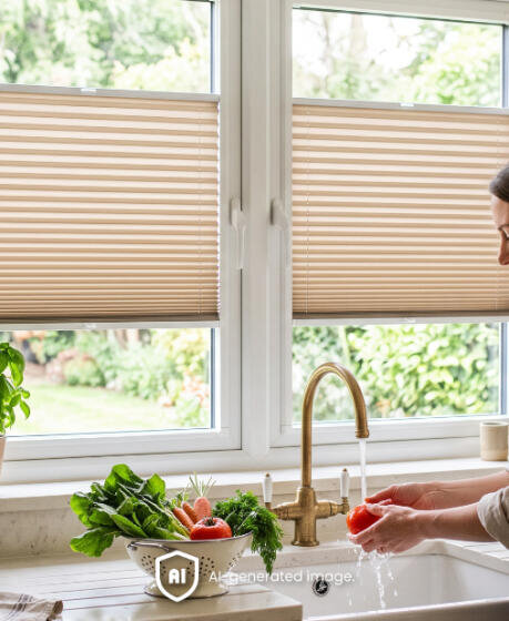 Window above the sink – which window coverings work well in the kitchen?
