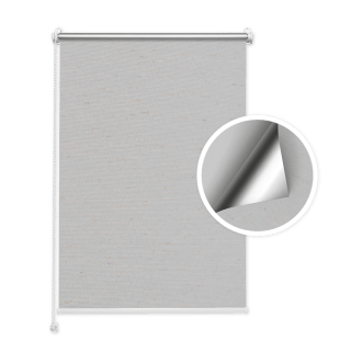 Gray Linen Blackout Roller Blind (Silver Backing)