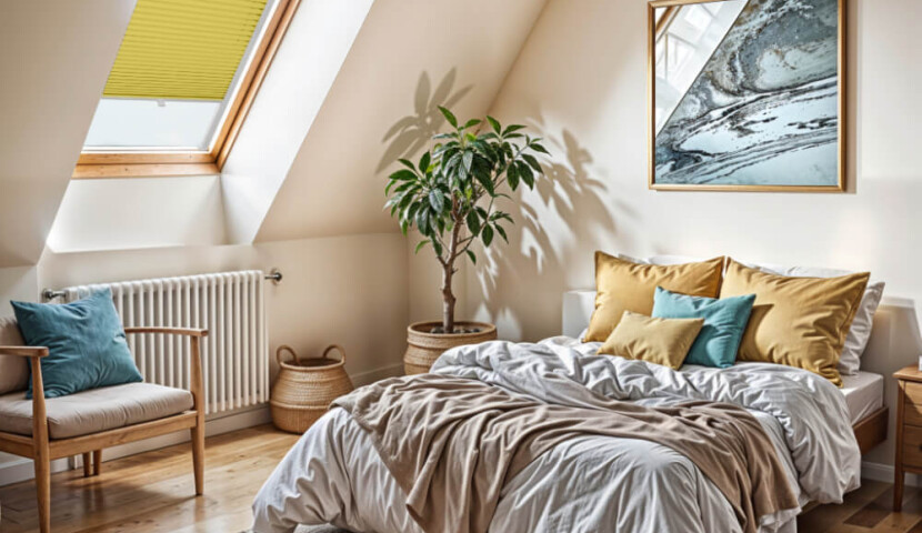 Yellow Custom Skylight Pleated Blind